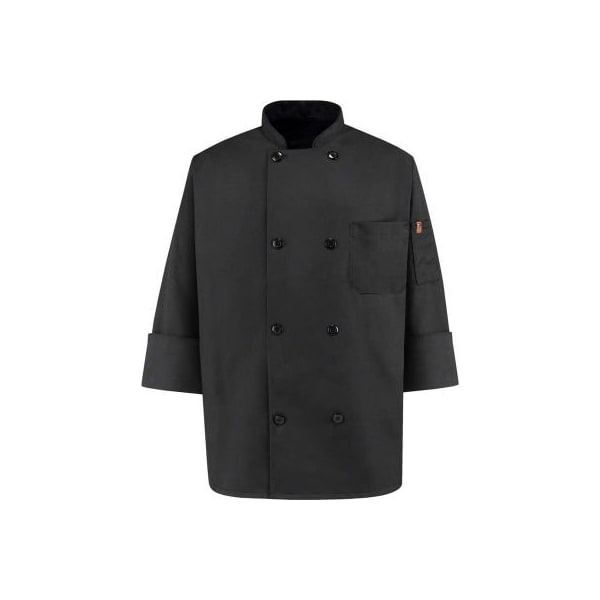 Vf Imagewear Chef Designs 8 Button-Front Chef Coat, Pearl Buttons, Black, Polyester/Cotton, 4XL KT76BKRG4XL